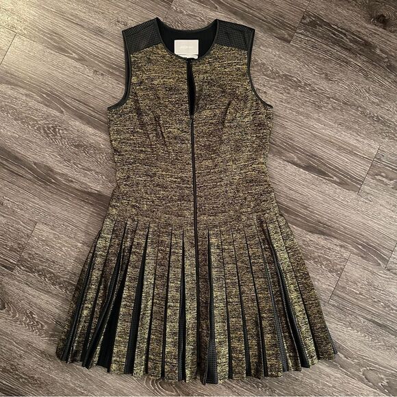 Jason Wu Gold Silk Pleated Dress - Picture 1 of 11
